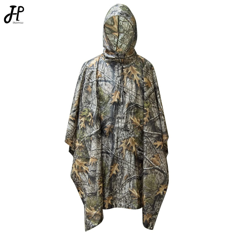 Outdoor Hooded Breathable Rainwear Camo Poncho Army Tactical Raincoat Camping