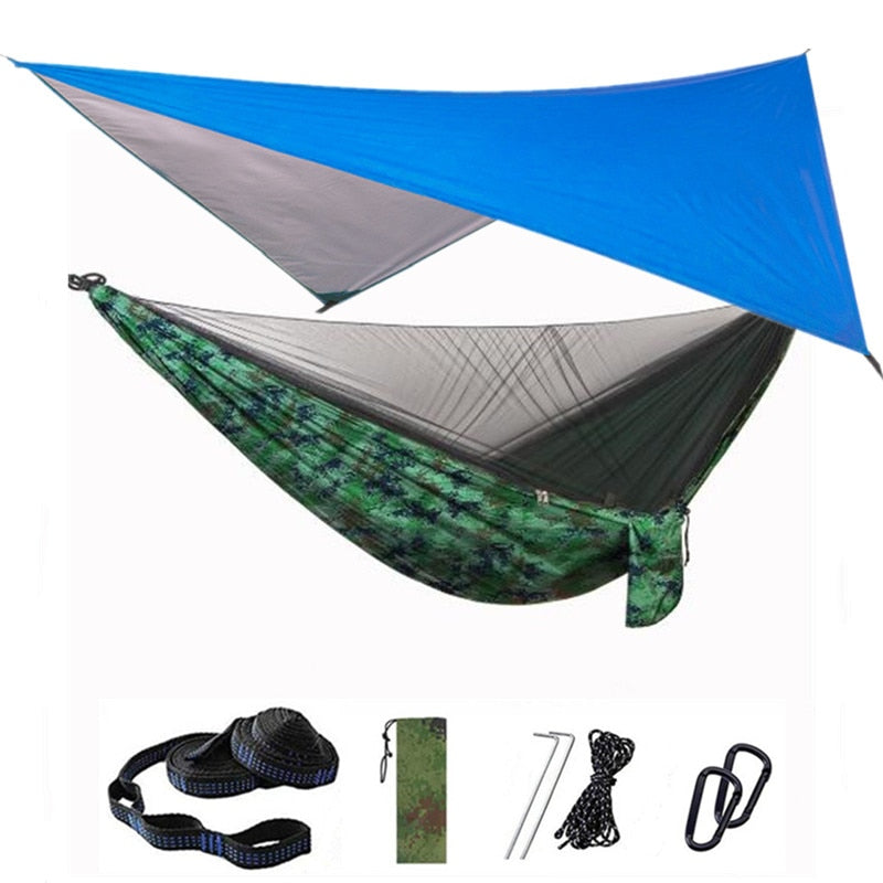 Hammock Mosquito Net and Hammock Canopy Portable Nylon Hammock Rain Fly Tree