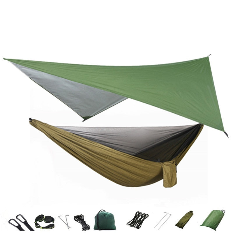 Hammock Mosquito Net and Hammock Canopy Portable Nylon Hammock Rain Fly Tree