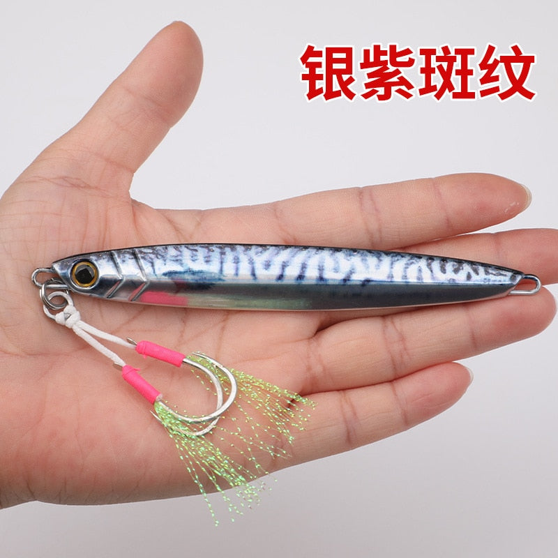 knife jig jigging lure with assist hook slow jig sea bass mackerel tuna boat fishing game