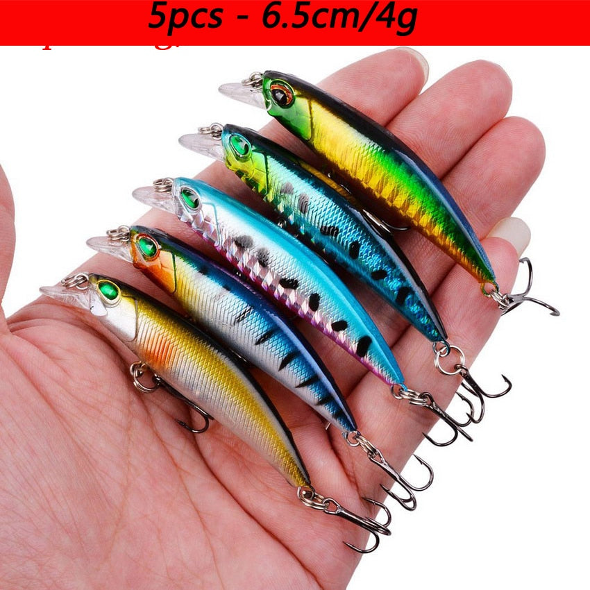 Laser Slow Mixed Minnow Fishing Lure Set Wobbler Crankbait Isca Artificial Hard