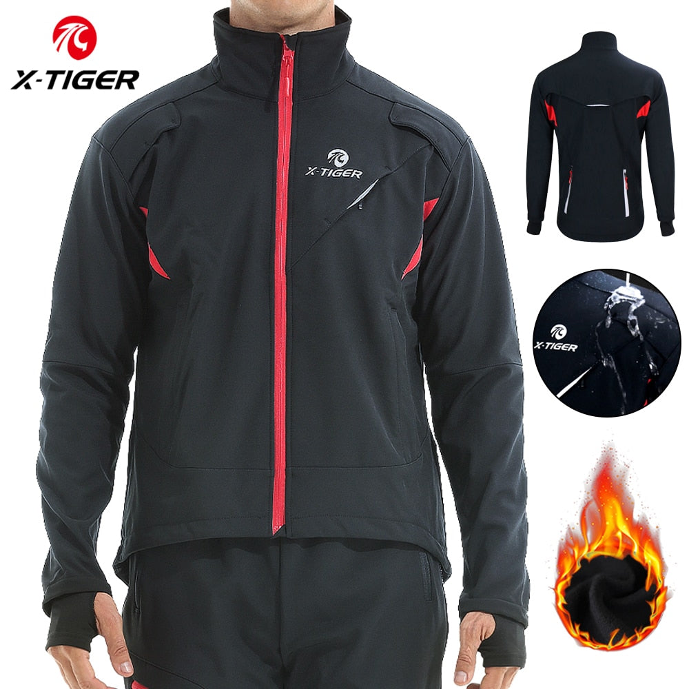 X-TIGER Winter Fleece Thermal Cycling Jacket Coat Windproof Bicycle Clothing Autumn