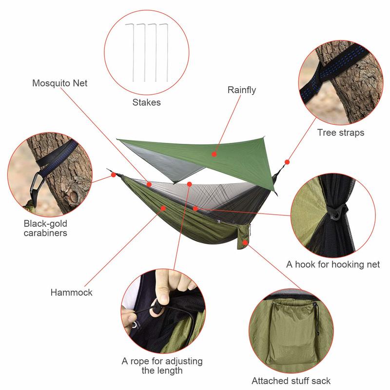 Hammock Mosquito Net and Hammock Canopy Portable Nylon Hammock Rain Fly Tree