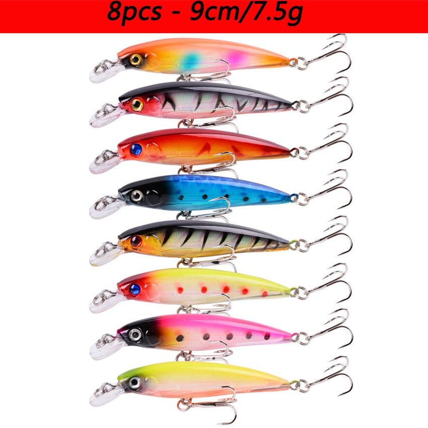 Laser Slow Mixed Minnow Fishing Lure Set Wobbler Crankbait Isca Artificial Hard