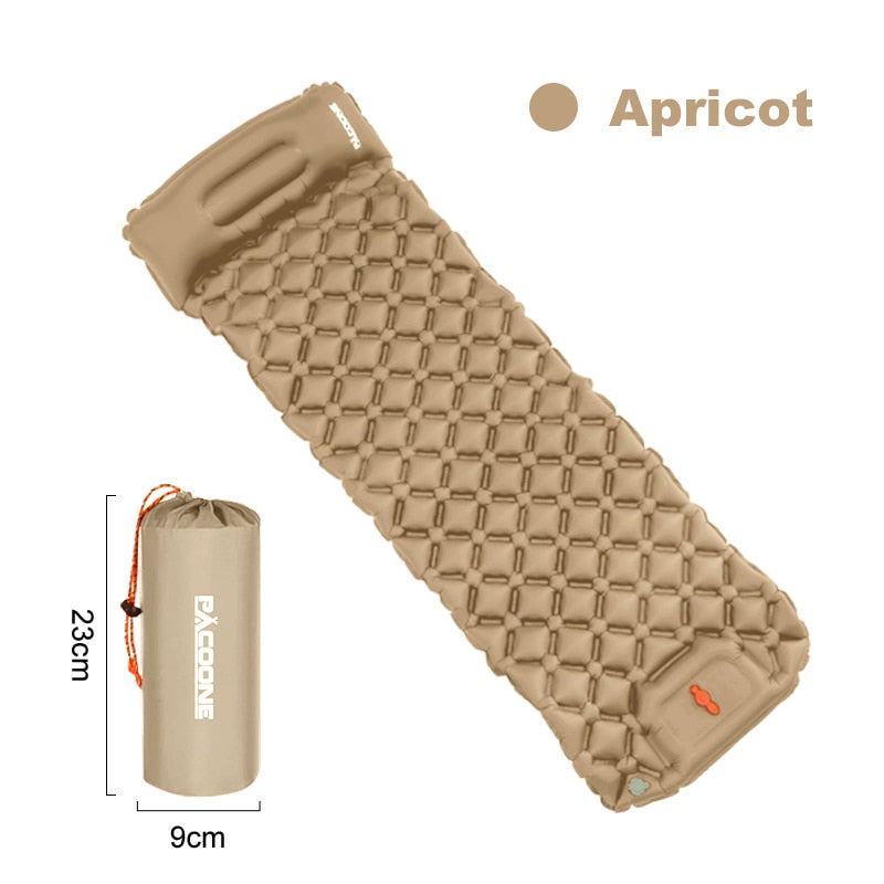 PACOONE Outdoor Camping Sleeping Pad Inflatable Mattress with Pillows Ultralight Air