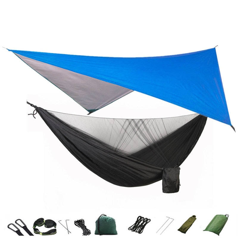 Hammock Mosquito Net and Hammock Canopy Portable Nylon Hammock Rain Fly Tree