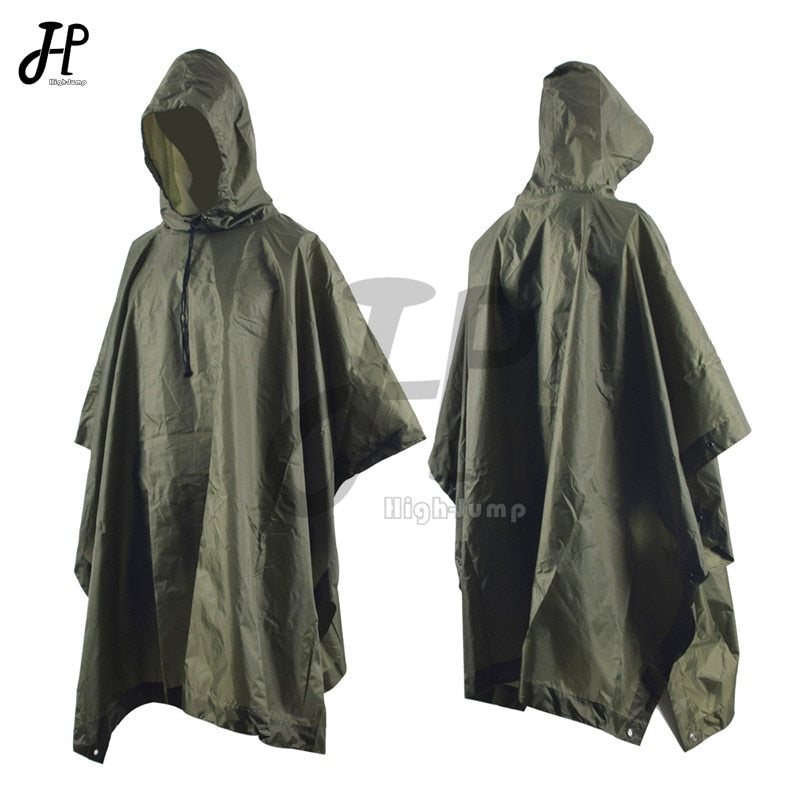 Outdoor Hooded Breathable Rainwear Camo Poncho Army Tactical Raincoat Camping