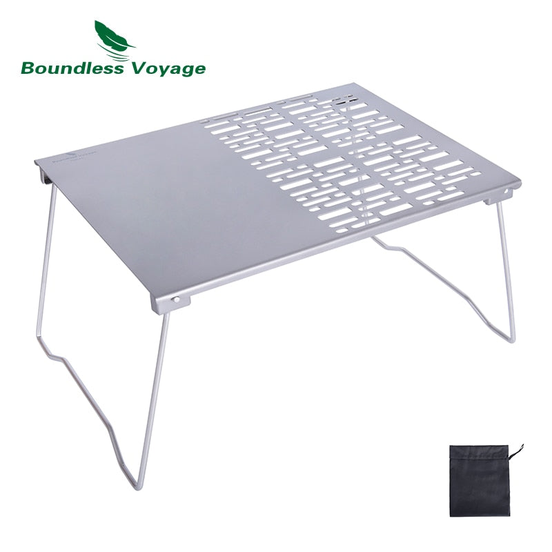 Boundless Voyage Titanium Charcoal BBQ Grill Net with Folding Legs for Camping Beach