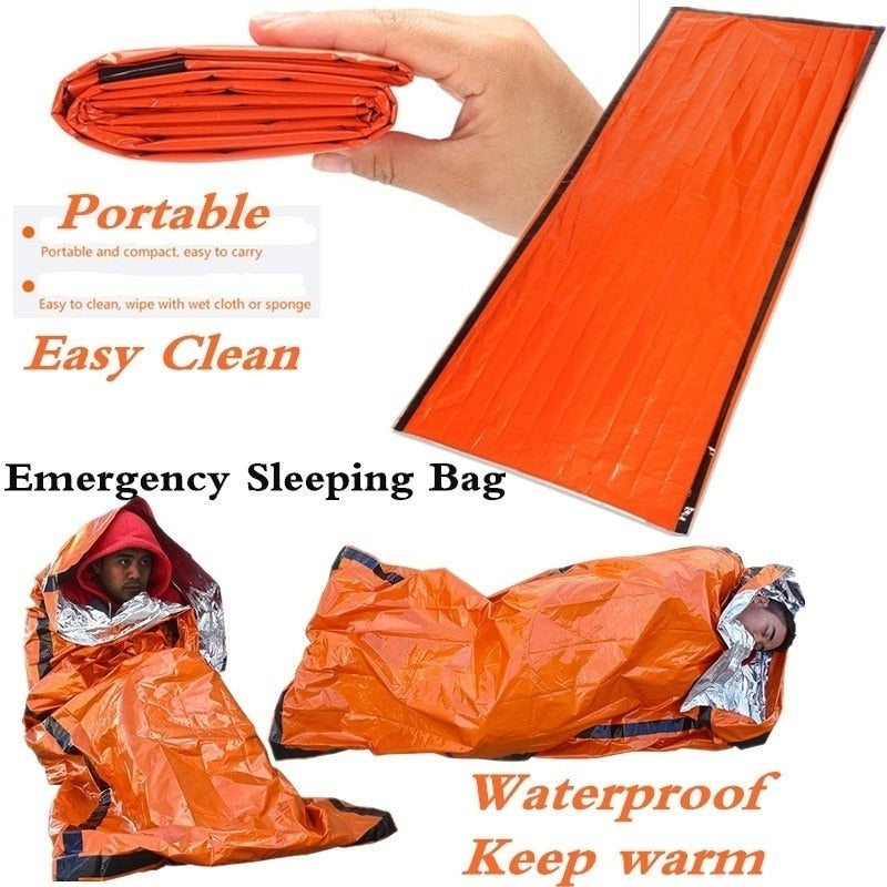 Thermal Emergency Sleeping Bag Bivy Sack - Survival Blanket Bags Camping, Hiking,Waterproof Lightweight