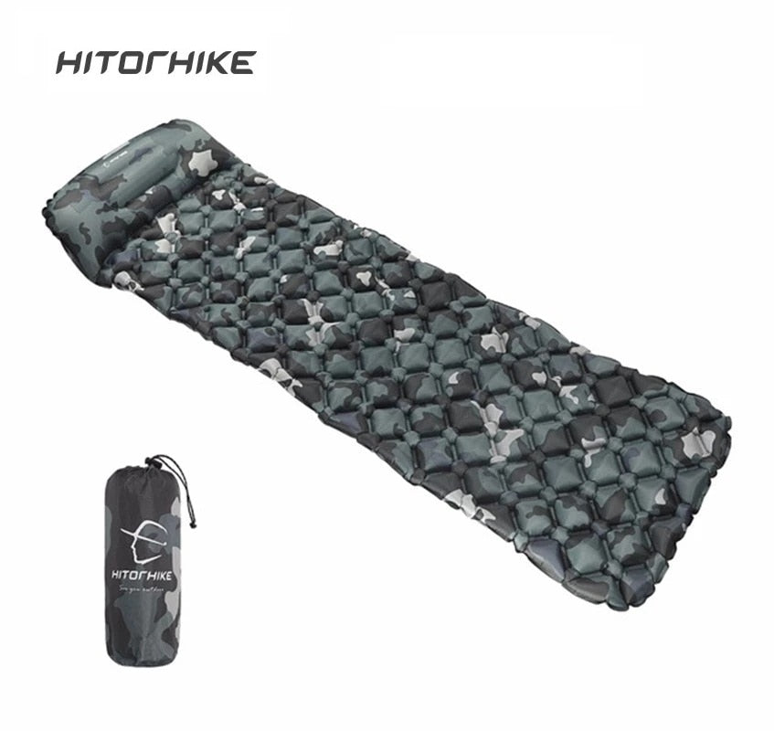 Trekking Outdoor Sleeping Pad Camping Inflatable Mattress with Pillows Travel Mat Folding Bed