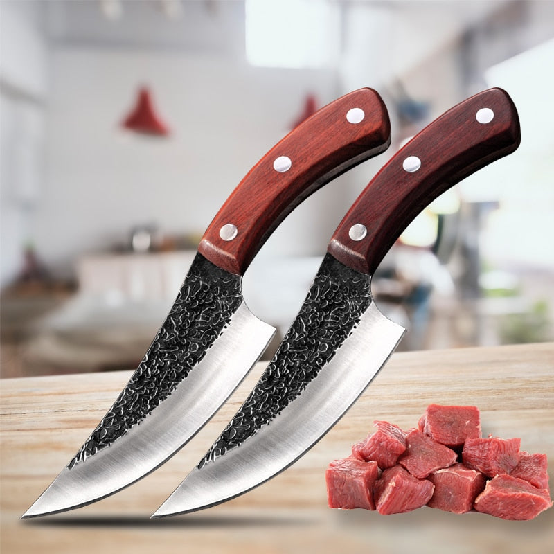 Outdoor Camping Hunting Knife Forged Stainless Steel Chef Knife Fishing Fruit Butcher Kitchen