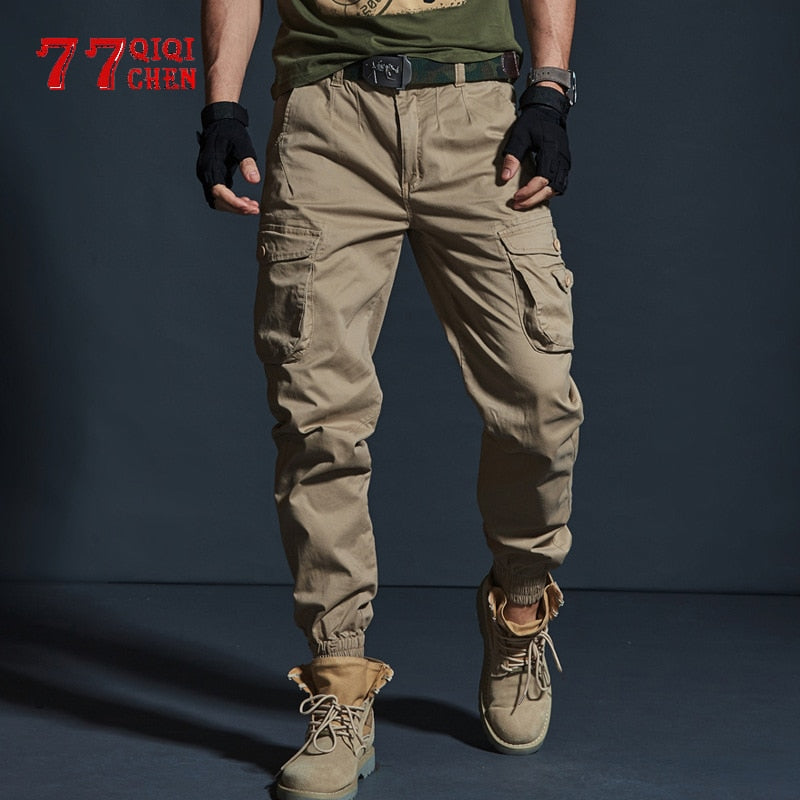 Military Tactical Pants Mens Joggers Camouflage Cargo Casual Pants Male 100% Cotton