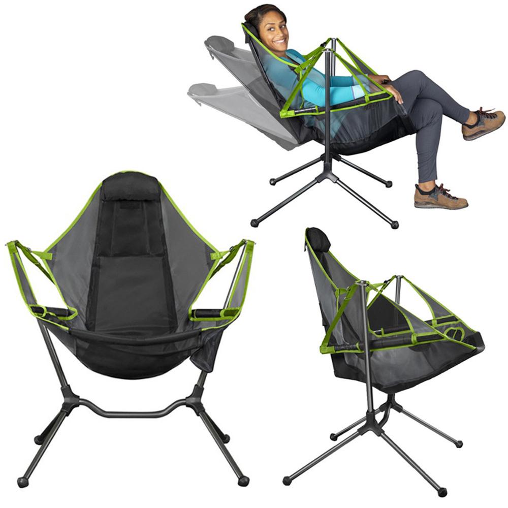 Foldable Outdoor Chair Garden Swing Chair Beach Moon Chair With Pillow For Camping