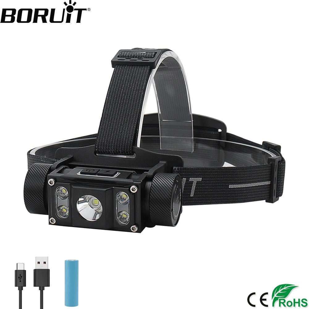 Powerful LED Headlamp 6000LM Headlight TYPE-C Rechargeable 21700 Battery Head
