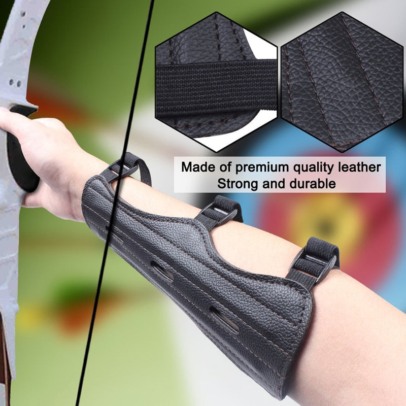 Leather Adjustable Archery For Hunting Practice Protection Safe Strap Armband Arm