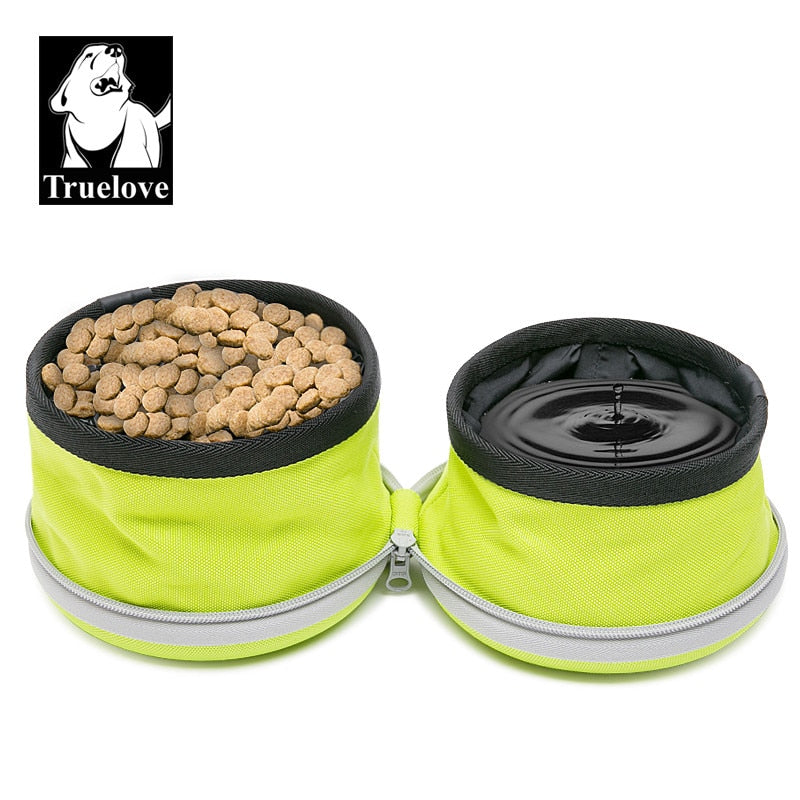 Truelove Collapsible 2 Way Use Dog Bowl Double for Food Mat Travel Waterproof Foldable