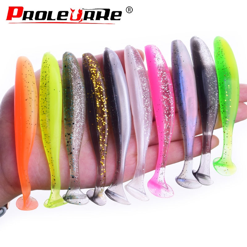 Proleurre Shad Worm Soft Bait 95mm 75mm 50mm T Tail Jigging Wobblers Fishing Lure