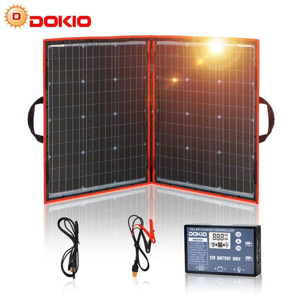 Dokio 100w(50Wx2pcs) Flexible Foldble Mono Solar Panel For Travel &amp; Boat