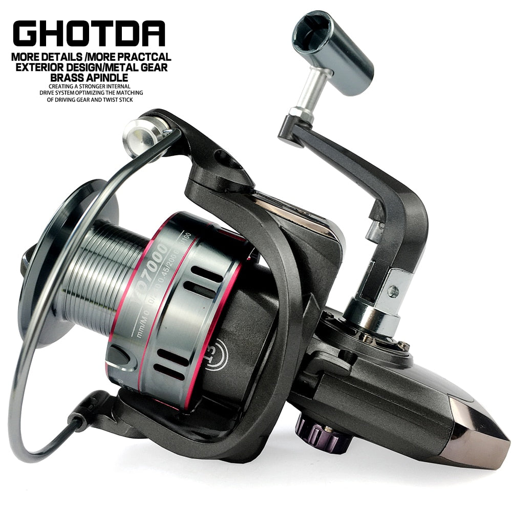 GHOTDA Fishing Reel Spinning 1000-7000 Series Metal Spool Spinning Wheel for Sea