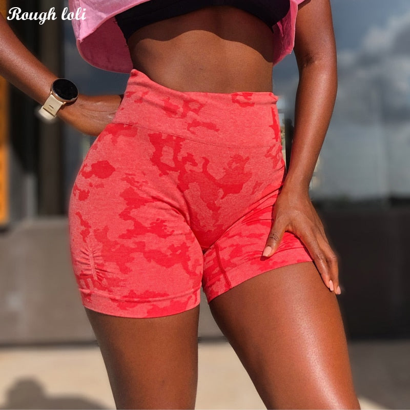 Women Adapt Camo Seamless Shorts High Waist Booty Gym Shorts Workout Short Fitness