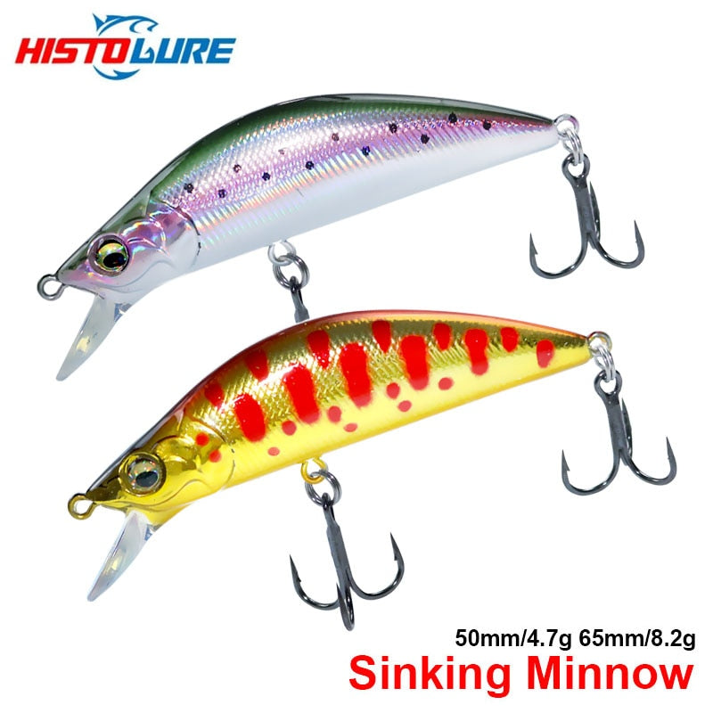 Artificial HISTOLURE Sinking Minnow  50mm/4.7g 65mm/8.2g Fishing Lures TROUT