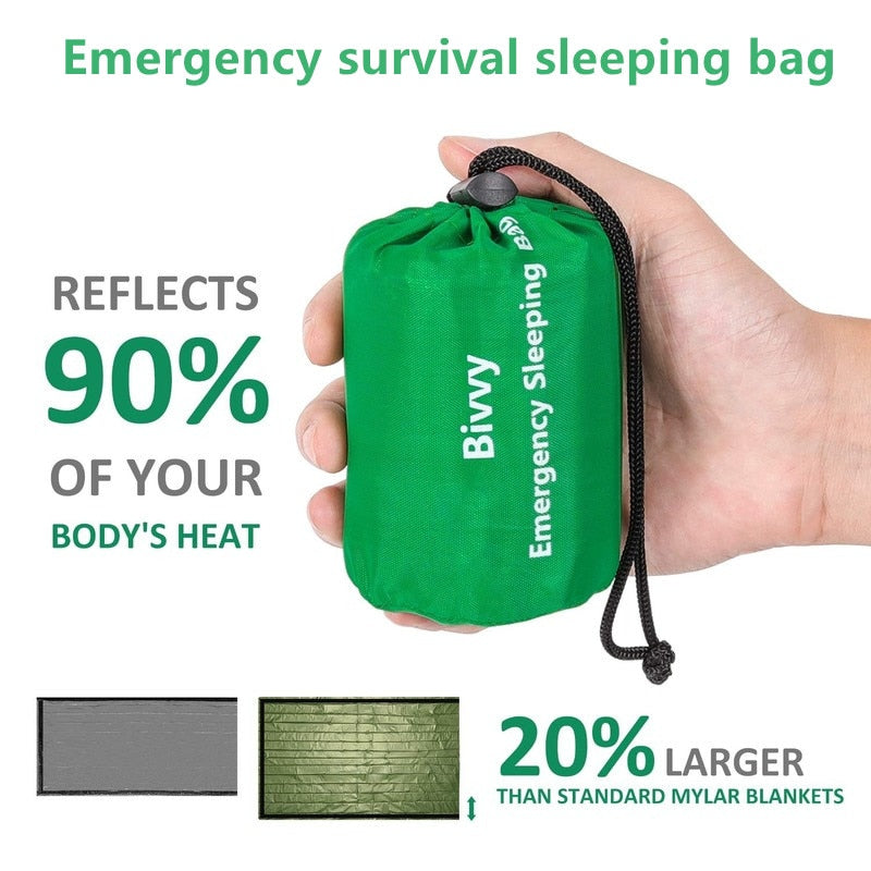 Thermal Emergency Sleeping Bag Bivy Sack - Survival Blanket Bags Camping, Hiking,Waterproof Lightweight