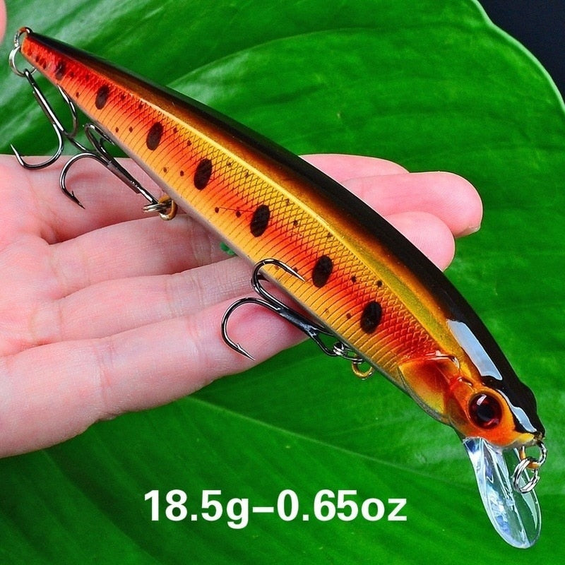 3D Bionic Minnow Fishing Lure Hard Bait with 3 Fishing Hooks Fishing Tackle Lure 3D