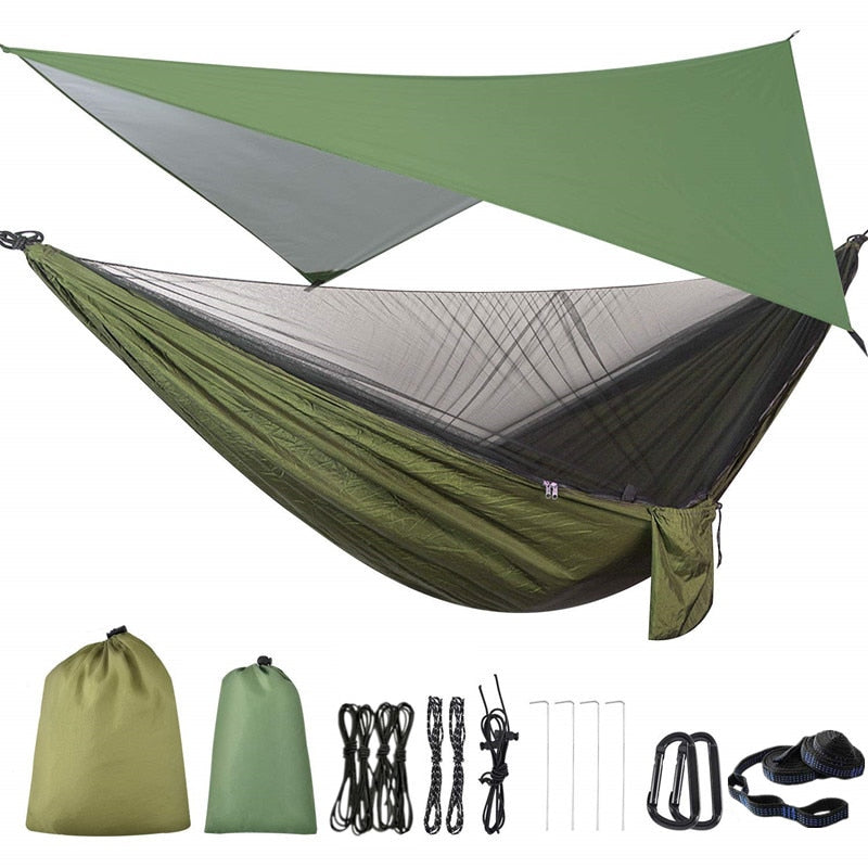 Hammock Mosquito Net and Hammock Canopy Portable Nylon Hammock Rain Fly Tree