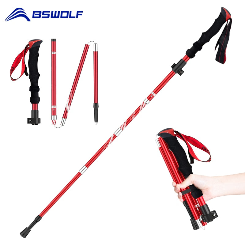 BSWolf Ultraligt Foldable Walking Sticks Camping Hiking Folding Trekking Poles