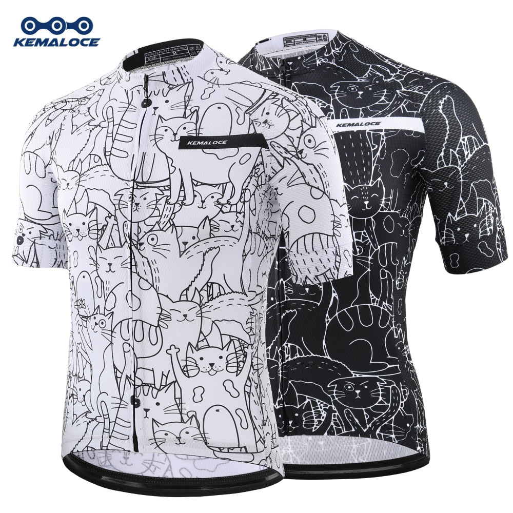 KEMALOCE Breathable Unisex White Cartoon Cycling Jersey Spring Anti-Pilling Eco-Friendly