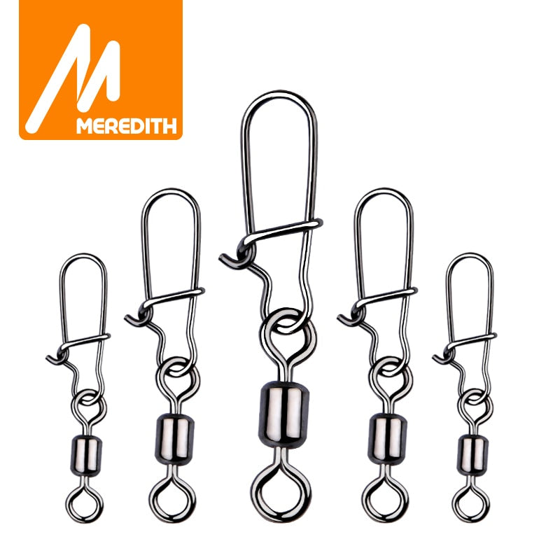 MEREDITH 50PCS Pike Fishing Accessories Connector Pin Bearing Rolling Swivel Stainless