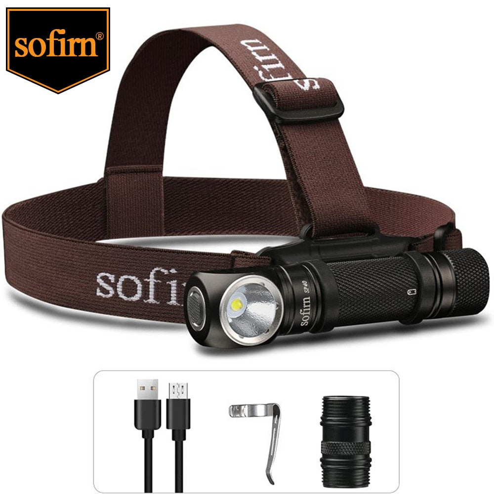 Sofirn SP40 Headlamp LED EDC 18650 Rechargeable Head Lamp 1200lm Bright Outdoor