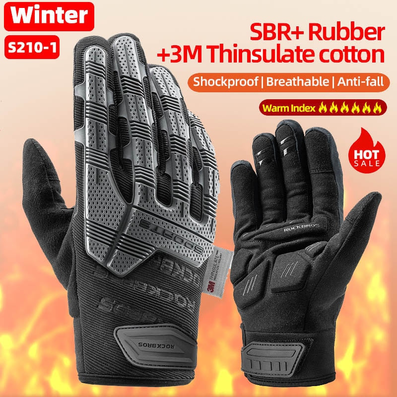 ROCKBROS Cycling Gloves Autumn Winter Windproof SBR Touch Screen Bike Gloves