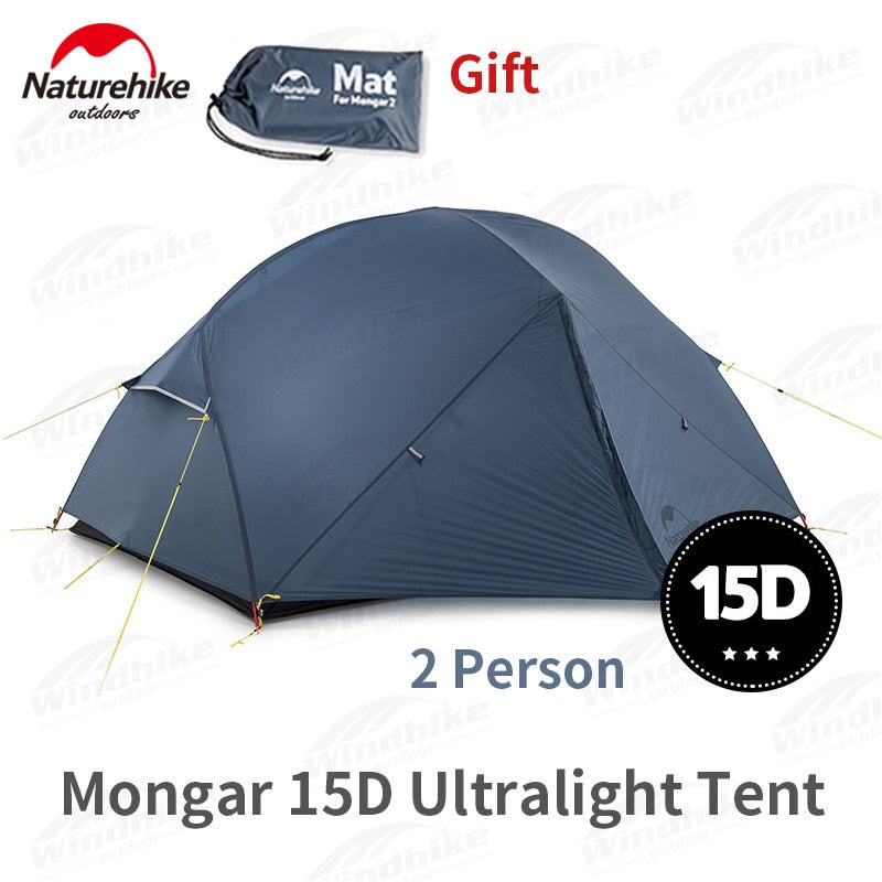 Naturehike Mongar 2-3 Person Camping Tent 15D Nylon Upgrade Double Layer Outdoor